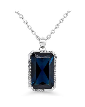 Hopeinen kaulakoru / sininen kivi BOL-N2705Zsin/40-45cm-1