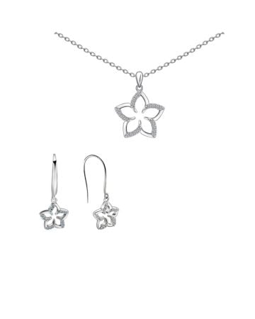 Silbernes Schmuckset mit Blume