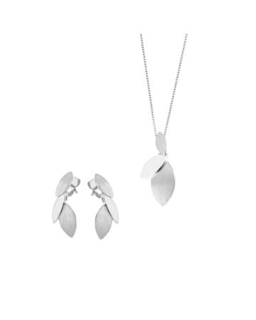 Silbernes Schmuckset mit Blatt