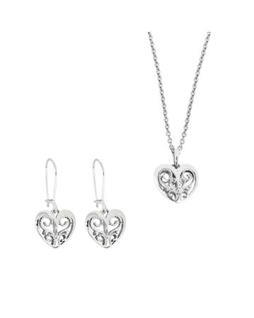 Hopeinen korusetti, sydämet