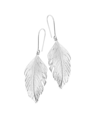 Hopeiset korvakorut, sulka D182761-RH