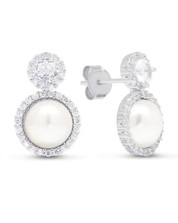 Hopeiset helmikorvakorut E-11100ZP