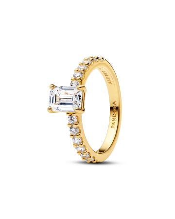 Pandora Rectangular Sparkling Halo ring 164506C01