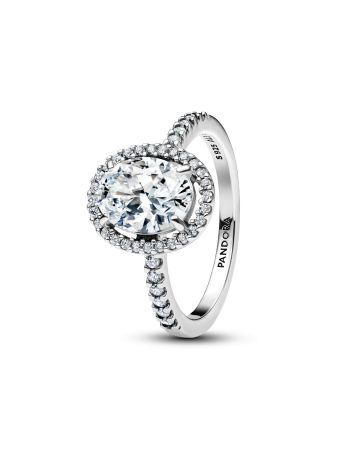 Pandora Oval Sparkling Halo Statement sormus 193777C01-1