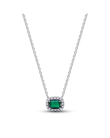 Pandora Rectangular Sparkling Green Halo Pendant halsband 394503C01-45