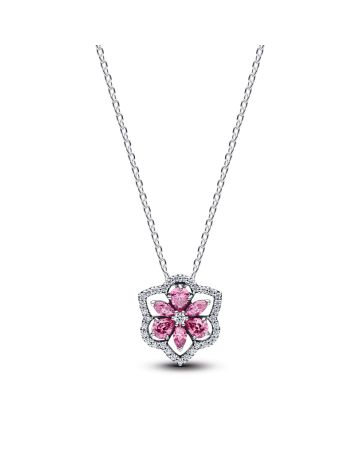 Pandora Herbarium Sparkling Pink Flower Pendant halsband 394576C01-45