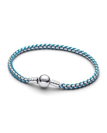 Pandora Blue Cord Box Chain Armband (20 cm) 593816C01