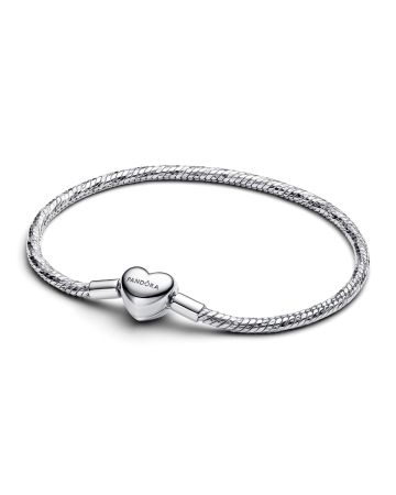 Pandora Heart Clasp Faceted Snake Chain Armband 594236C00