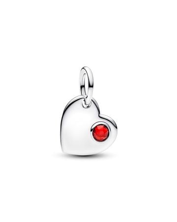 Pandora Engravable Heart Red Stone Dangle Charme 794295C01