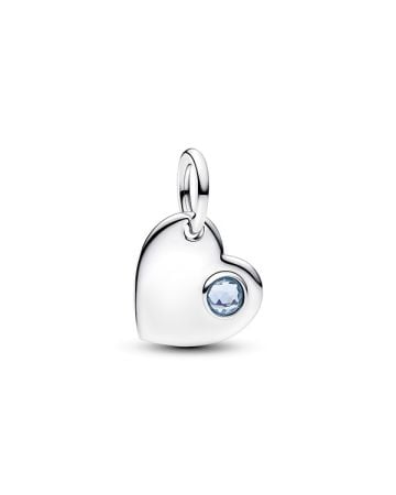 Pandora March Engravable Aqua Blue Stone Heart Dangle Charme 794295C03