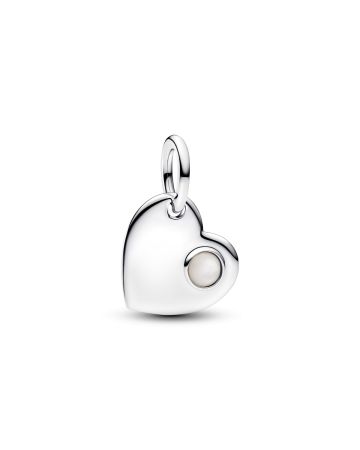 Pandora June Engravable Heart White Stone Dangle Charm berlock 794295C06