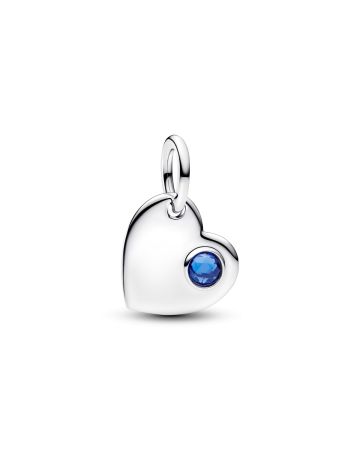 Pandora September Engravable Heart Blue Stone Dangle Charm berlock 794295C09