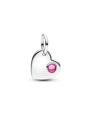 Pandora October Engravable Pink Stone Heart Dangle Charme 794295C10