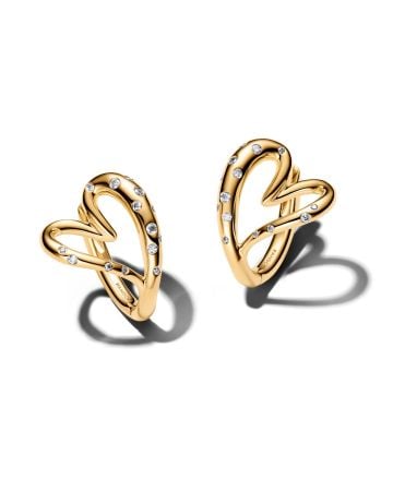 Pandora Organically Shaped Stone-Set Heart Hoop Ohrringe 264664C01