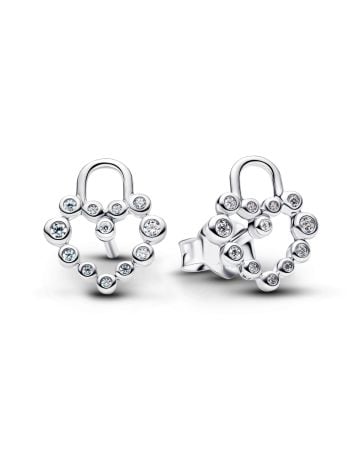 Pandora Sparkling Heart Padlock Stud Ohrringe 294419C01