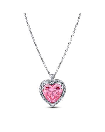 Pandora Pink Halo Heart Collier halsband 394414C01-45