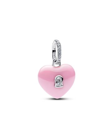 Pandora Pink Ceramic Heart Padlock Dangle Charm berlock 794424C01