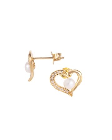 Hopeiset korvakorut / kullattu sydän JD30084/2YG