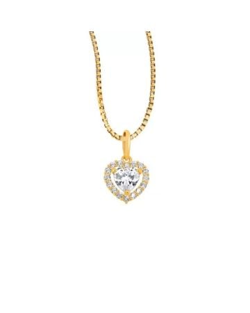 Gold Heart Pendant JP89325-CZ