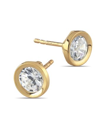 Kultaiset korvakorut, pyöreä zirkonia K-E32739Z-1