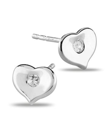 Valkokultaiset sydänkorvakorut K-E32885ZW-2