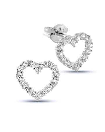 Valkokultaiset sydänkorvakorut K-E34586ZW-1