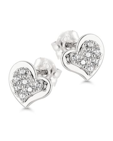 Valkokultaiset korvakorut, sydän K-E34938ZW-1