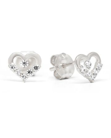 Valkokultaiset sydänkorvakorut K-E37448ZW-2