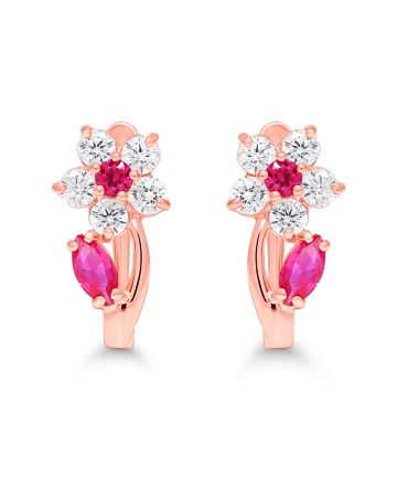 Punakultaiset korvakorut / kukka K-E40808ZpuRG