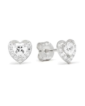 Weißes Goldiset HerzOhrringe K-E90968ZW