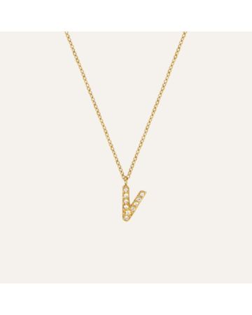 Mockberg Petite Stone Letter, V Halskette MB0092