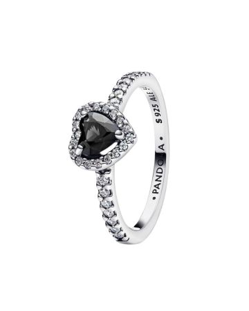 Pandora Elevated Black Heart Ring 198421C04