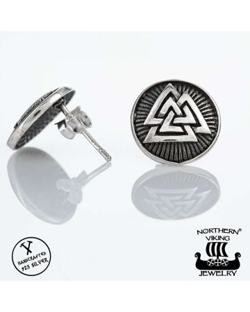 Northern Viking Jewelry Oxidized Valknut -korvakorut NVJKK011