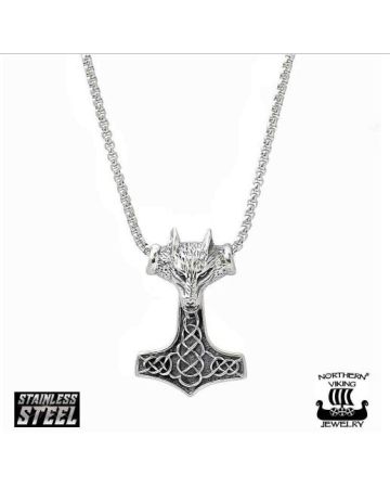 Northern Viking Jewelry Fenrir Wolfhead Thorin Vasara -kaulakoru 60 cm NVJRS052
