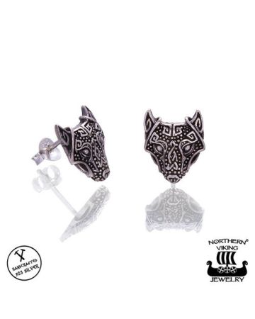 Northern Viking Jewelry Gurdian Wolf -korvakorut NVJKK028