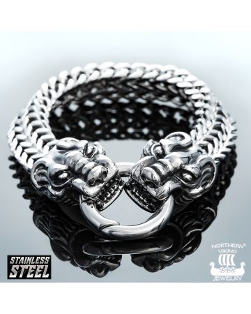 Northern Viking Jewelry Dragon Head -rannekoru NVJRA004