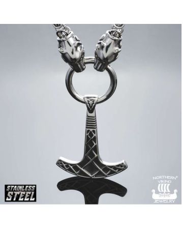 Northern Viking Jewelry Kuningasketju Sudenpäillä + Ukonvasara kaulakoru NVJRS057