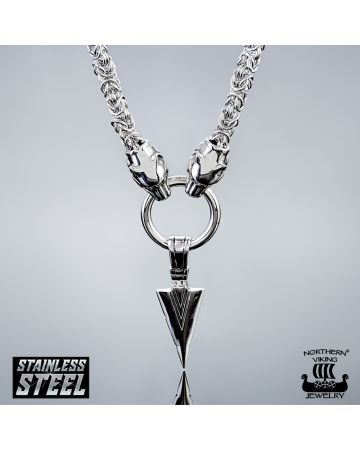 Northern Viking Jewelry Viking Spear + Kuningasketju Sudenpäillä kaulakoru 70 cm NVJRS060