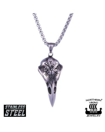 Northern Viking Helm Of Awe Raven Skull kaulakoru 50cm NVJRS073