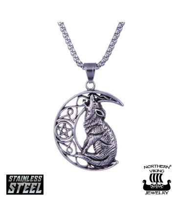 Northern Viking Jewelry Moon Wolf -kaulakoru 60 cm NVJRS100