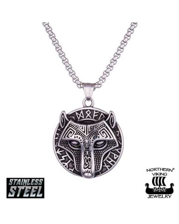 Northern Viking Jewelry Riimu Guardian Wolf kaulakoru 55 cm NVJRS124