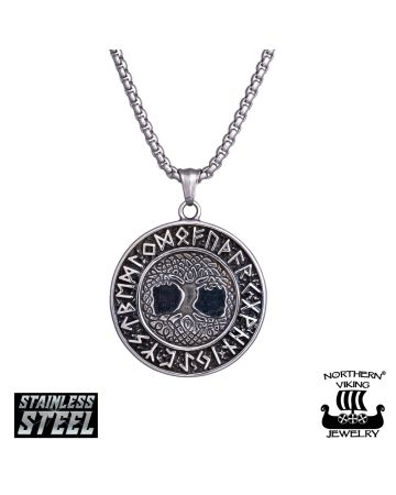 Northern Viking Jewelry Tree Of Life Helm Of Awe kaulakoru 55cm NVJRS127