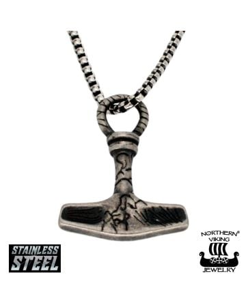 Northern Viking Jewelry Forged Thor's Hammer Halskette NVJRS149_50