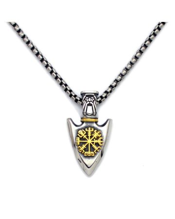 Northern Viking Jewelry Vegvisir Spear Gold 50 cm Halsband NVJRS154