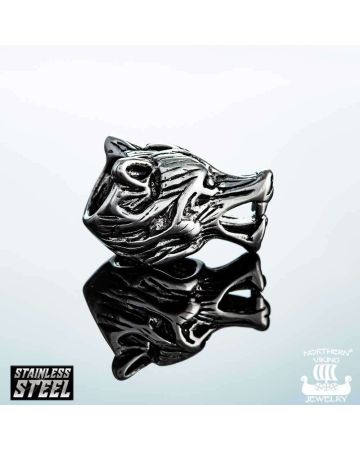 Northern Viking Jewelry Wolf Head -partakoru NVJHE009