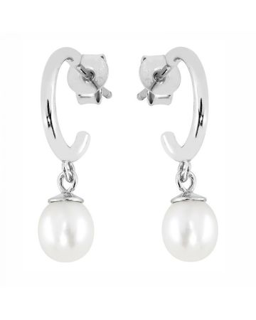 Hopeiset korvakorut, helmi PEDS0889