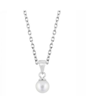 Hopeinen kaulakoru, kastehelmi PEND W/PEARL 5MM 36+2CM