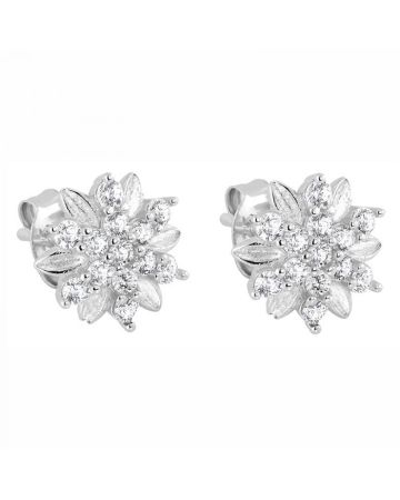 Hopeiset korvakorut, kukka PESS1033
