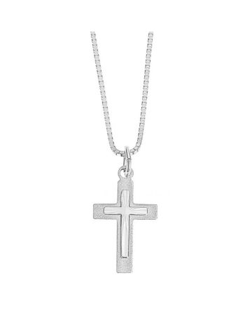 Weißes Goldinen  Kreuzen Anhänger RC0001 WG 585-1