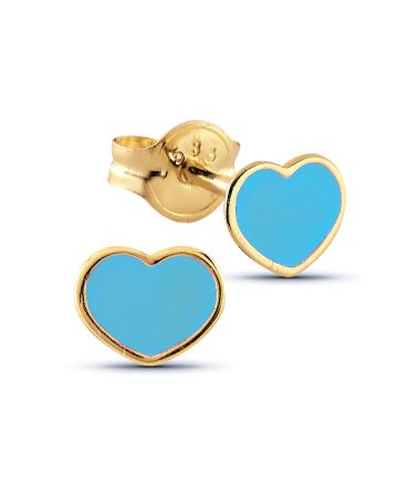 Kultaiset korvakorut, vaaleansininen emali RE-14668aqua-1
